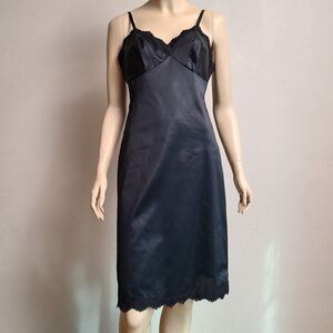 Vanity Fair Midnight Black Satin Chemise